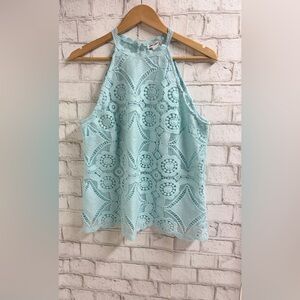 Mint Green Crochet Lace BOHO Halter Top